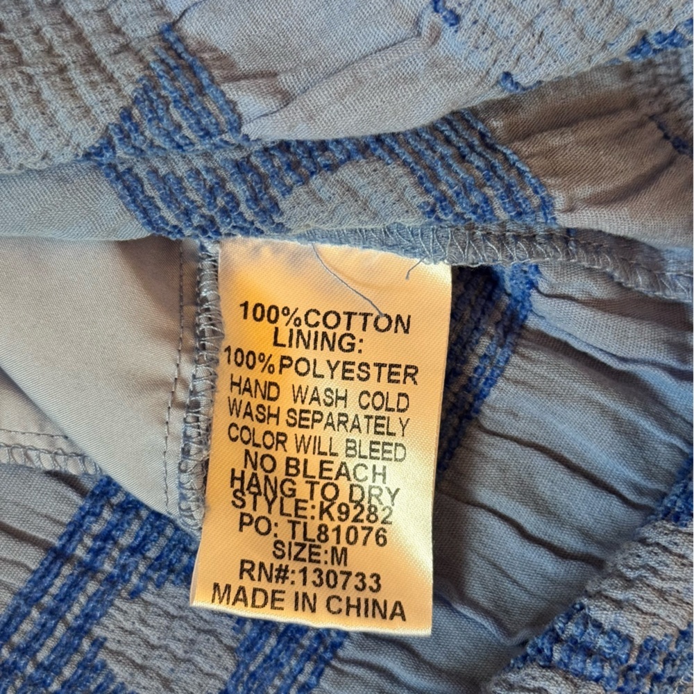 Umgee Cornflower Swiss Dot Jacquard Short Dress Blue 100% Cotton Women’s Size M - Picture 10 of 13